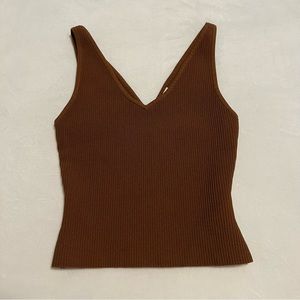 Aritzia Babaton Brown Knit V Neck Tank Top